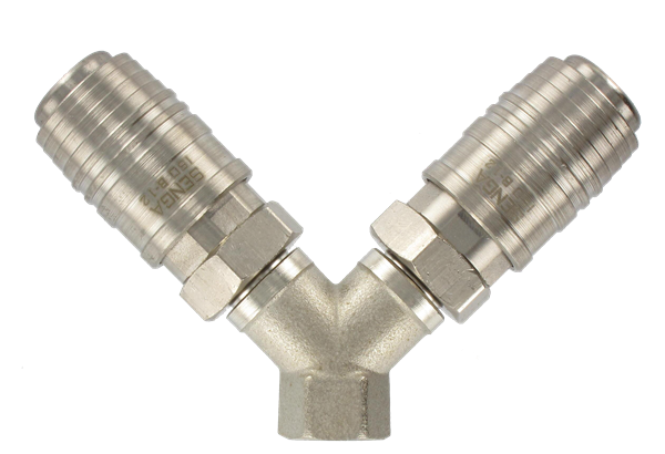 Distributeur à 2 voies, implantation femelle cylindrique